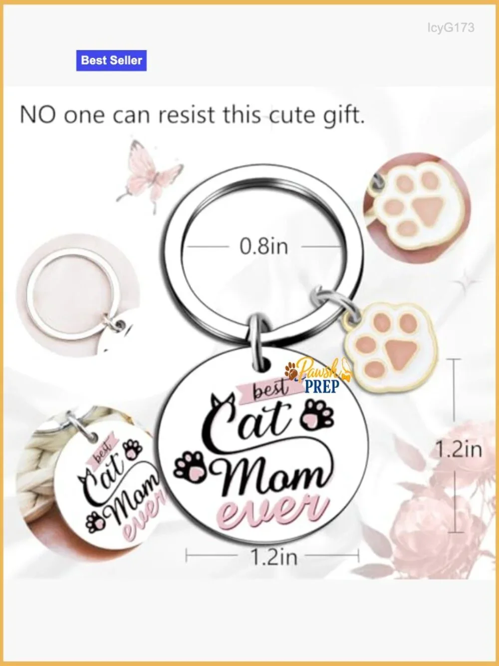 Stainless Steel Cat Mom Keychain Gift for Women Pet Lovers